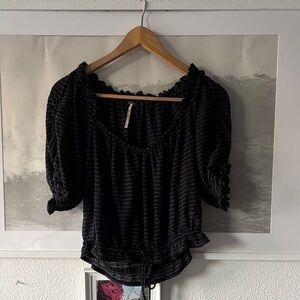 FP Movement by Free People Black Striped Blouse